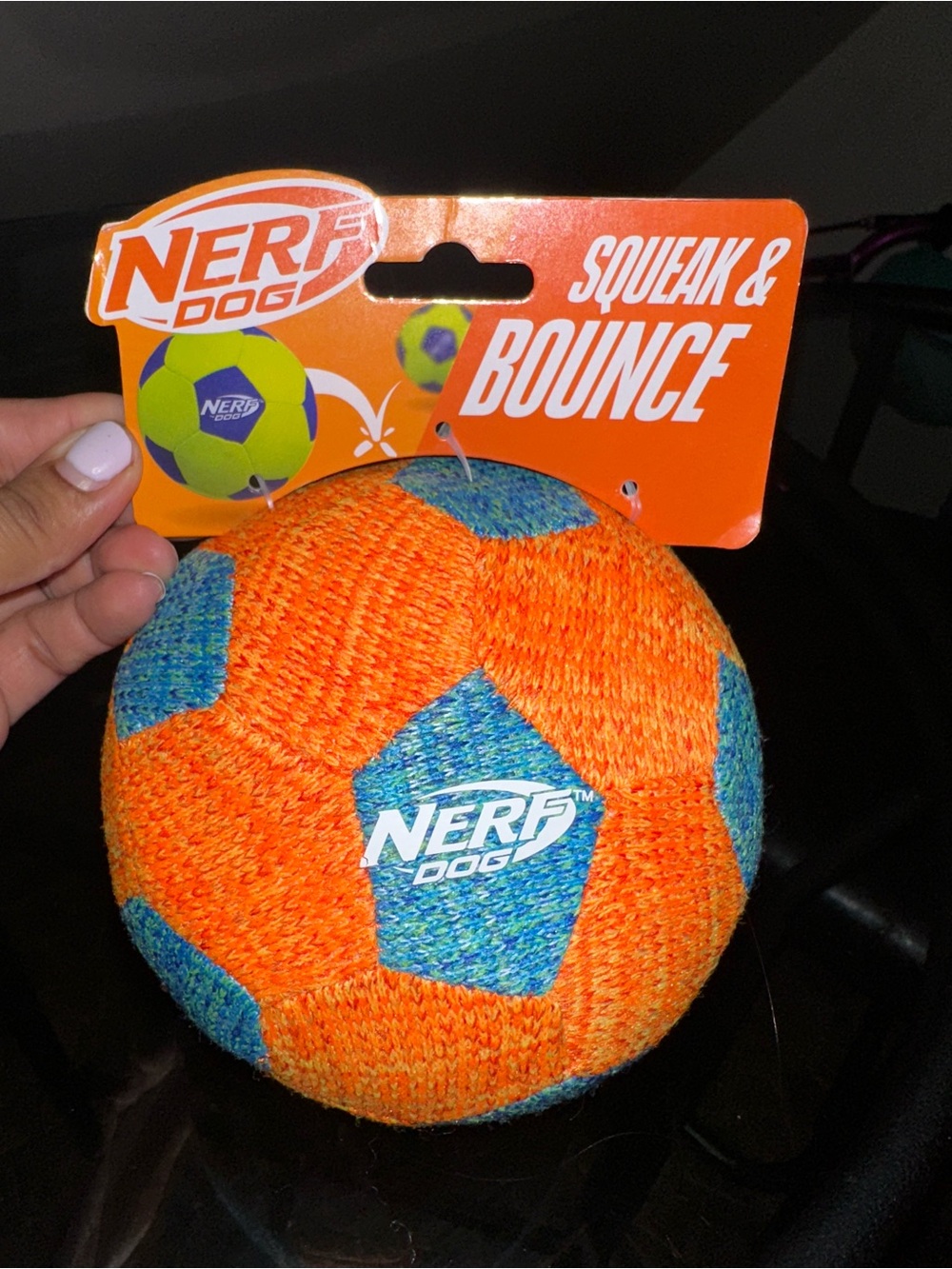 Nerf Dog Squeak & Bounce Orange and Blue Dog Toy